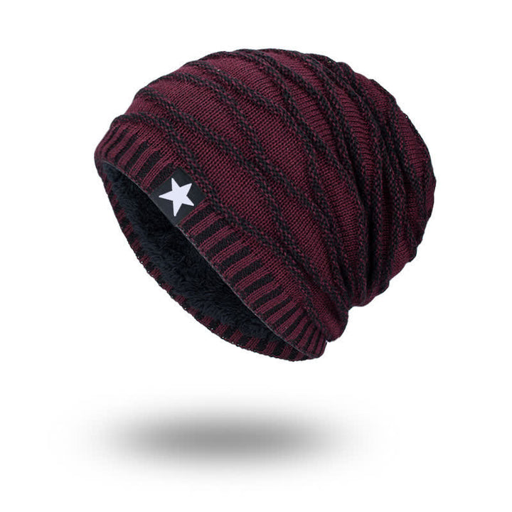 Gorro de punto de cinco estrellas con forro polar