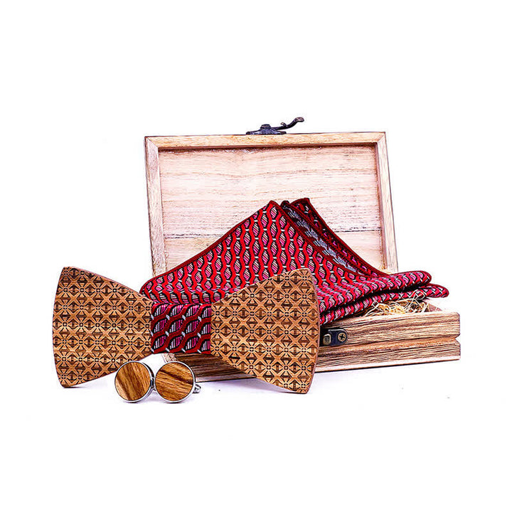 Juego de 3 pajaritas de madera con copos de nieve navideños para hombre