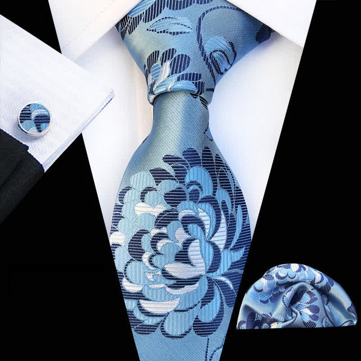 Conjunto de 3 corbatas llamativas con flores de peonía para hombre