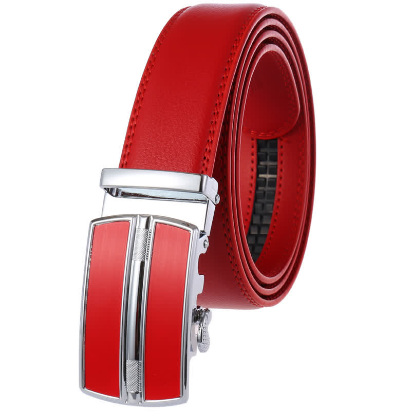Cinturón de cuero con hebilla automática hueca simple para hombre