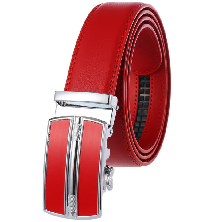 Cinturón de cuero con hebilla automática hueca simple para hombre