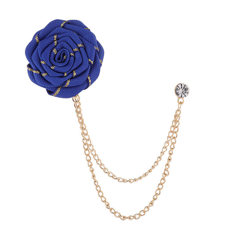 Broche con cadena de rosas y flores para hombre - Azul real - image 11