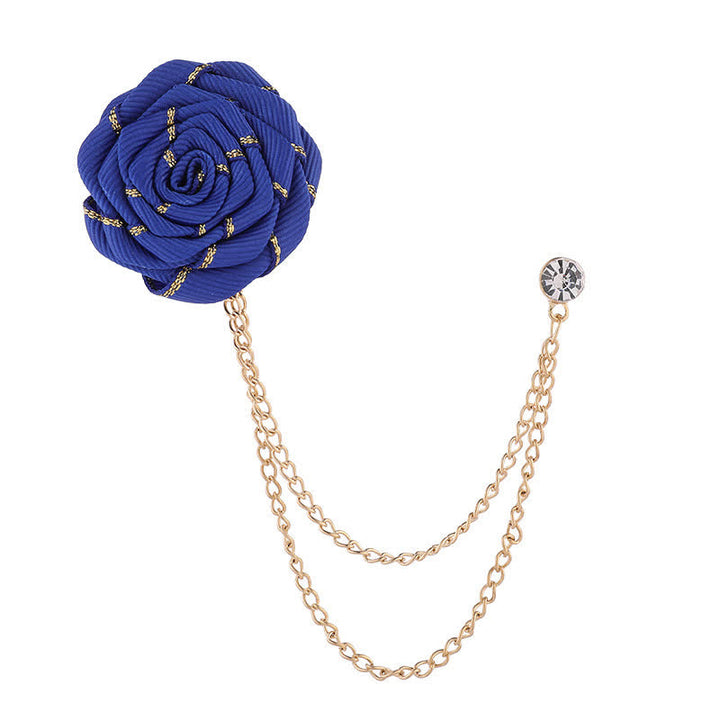 Broche con cadena de rosas y flores para hombre