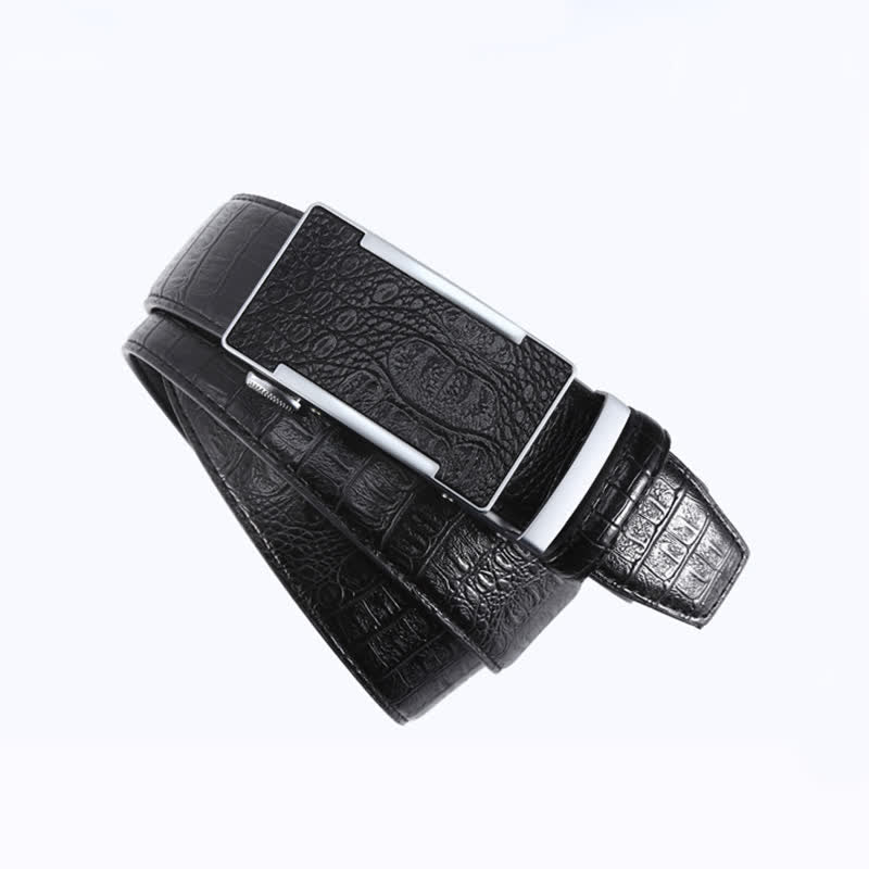 Cinturón de cuero con estampado de piel de cocodrilo de lujo para hombre