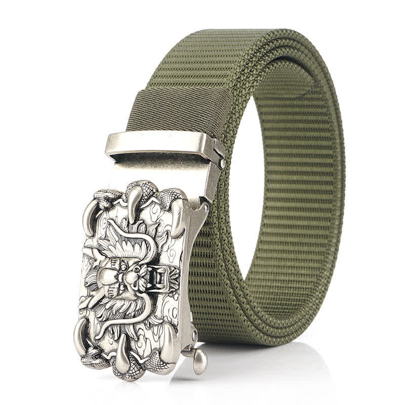 Cinturón de nailon informal con decoración de dragón para hombre