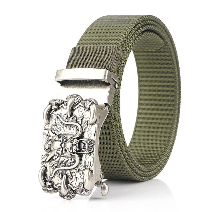 Cinturón de nailon informal con decoración de dragón para hombre