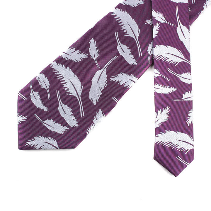 Corbata de jacquard con estampado de plumas para hombre