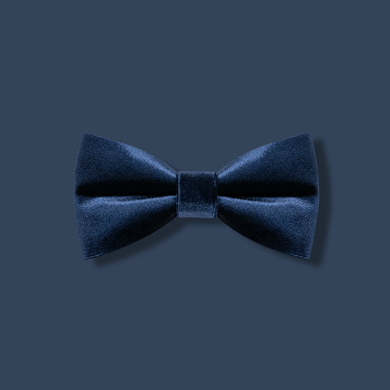 Pajarita de terciopelo de color azul marino liso para hombre