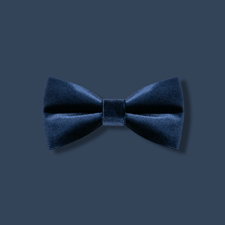 Pajarita de terciopelo de color azul marino liso para hombre
