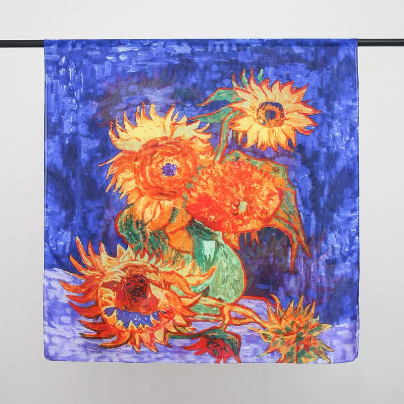 Bufanda fina de girasoles de Van Gogh para mujer