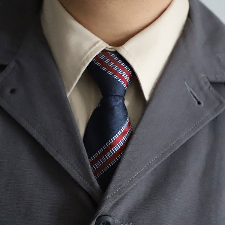 Corbata elegante con cremallera y rayas de cachemira para hombre