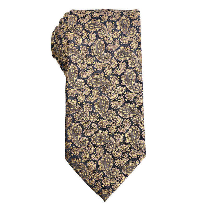 Corbata con estampado floral de cachemira de la serie naranja y dorada para hombre