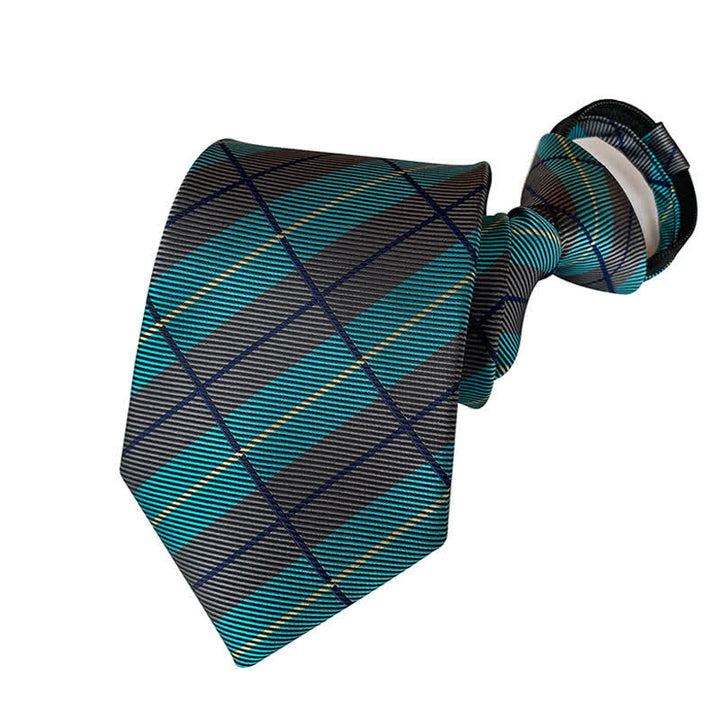 Corbata de cuadros con cremallera y diseño de rombos para hombre