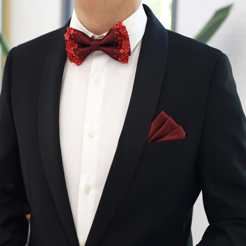 Pañuelo de bolsillo con lazo y lentejuelas para hombre