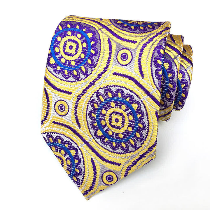 Corbata con medallón geométrico real y flores para hombre