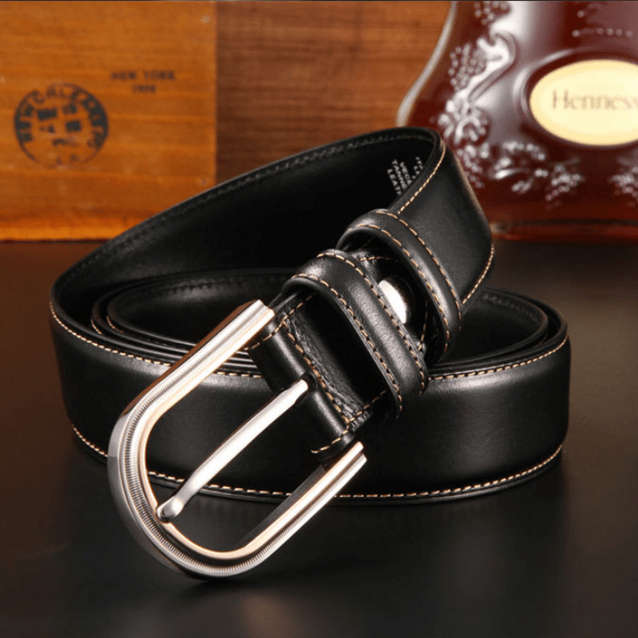 Cinturón de cuero elegante de doble cara estilo retro para hombre