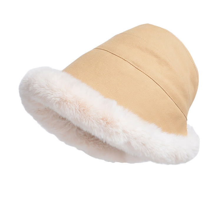 Sombrero de pescador con ala de felpa cálida y gruesa para mujer