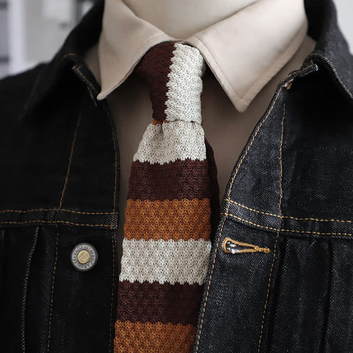 Corbata de punto con rayas horizontales de otoño para hombre
