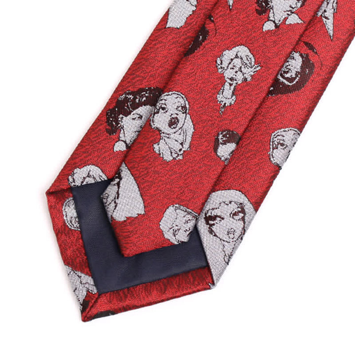 Corbata con retrato de cabeza de hombre con arte carmesí