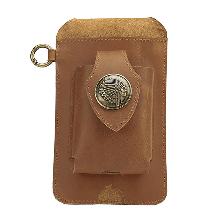 Funda para teléfono con botón magnético y correa de cuero Crazy Horse