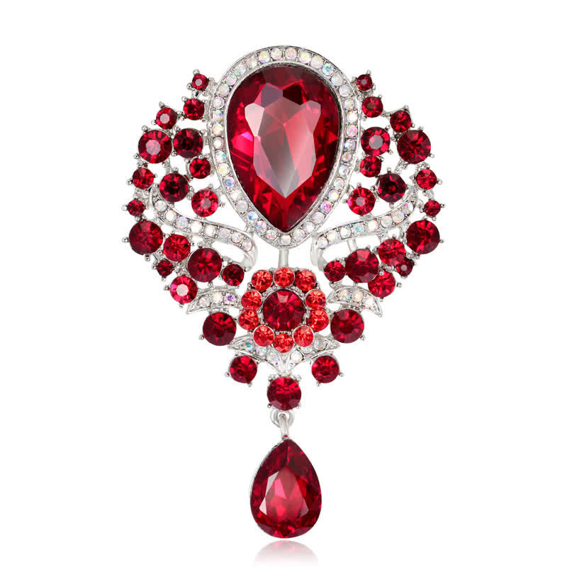 Broche de cristal transparente con forma de flor y gota de agua para mujer.