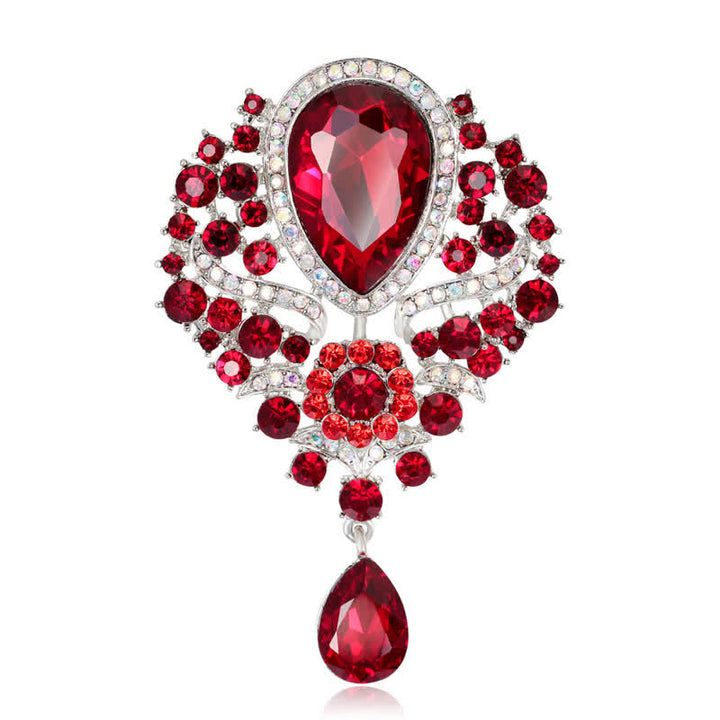 Broche de cristal transparente con forma de flor y gota de agua para mujer.