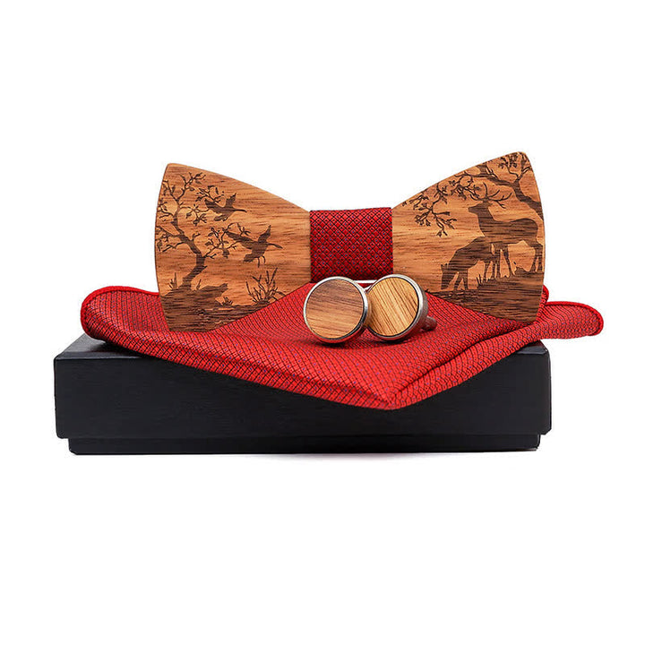 Juego de 3 pajaritas de madera con forma de alce navideño para hombre