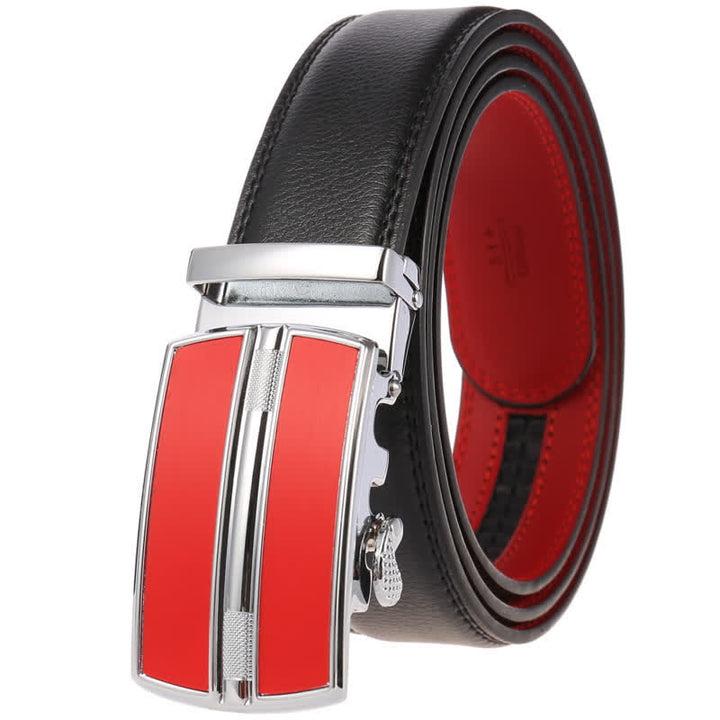 Cinturón de cuero con hebilla automática hueca simple para hombre