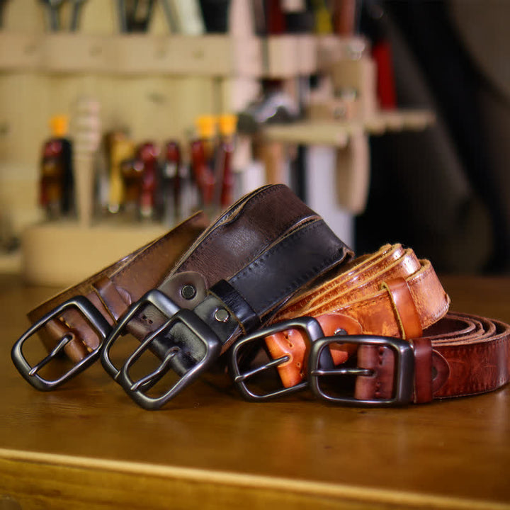 Cinturón de cuero desgastado estilo western para hombre