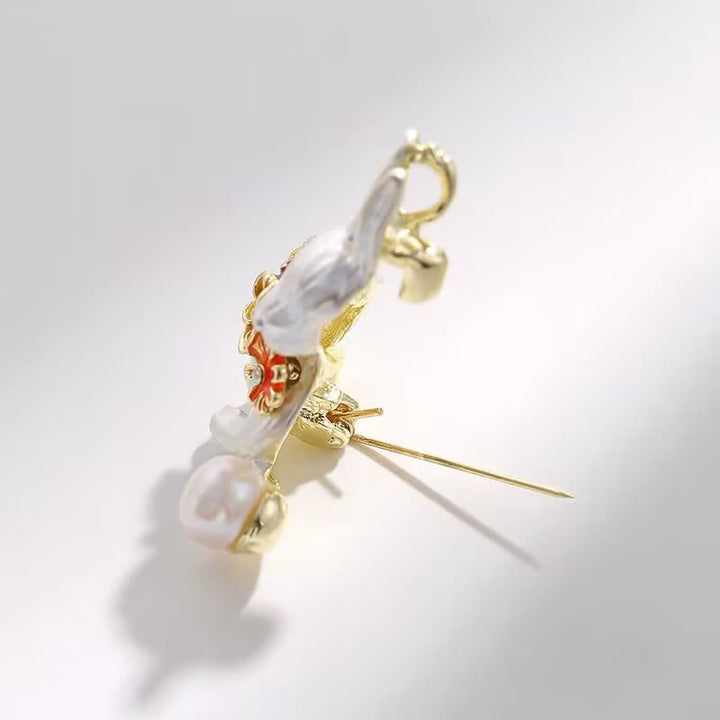 Broche de pavo real con flecos Grazioso para mujer