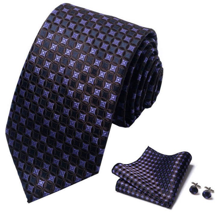 Conjunto de 3 corbatas geométricas moradas y marrones para hombre