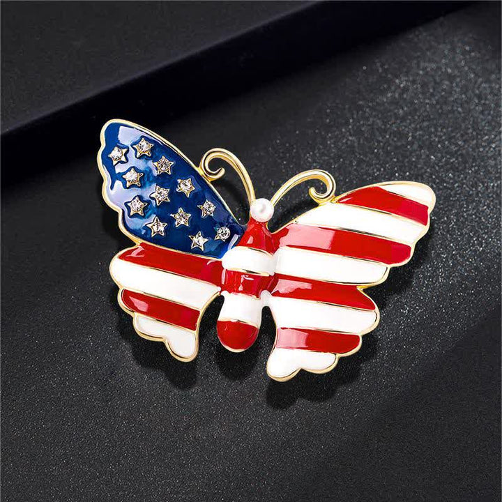 Broche de mariposa con bandera estadounidense para hombre