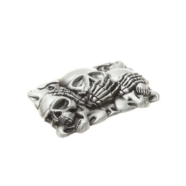 Cinturón de cuero con hebilla de calavera de risa horrible para hombre hecho a mano