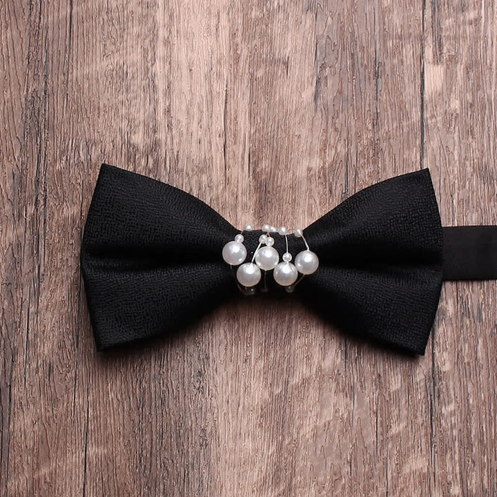 Pajarita de perlas con personalidad negra para hombre