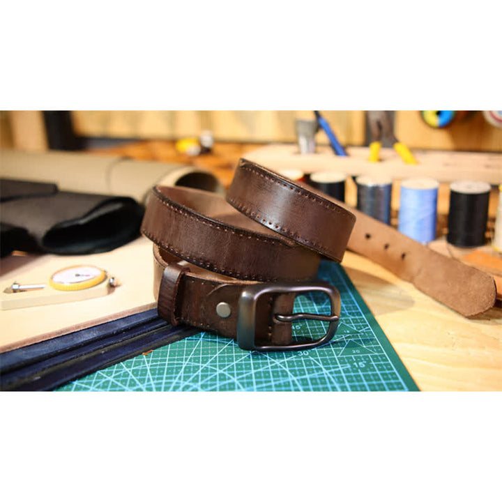 Cinturón de cuero desgastado estilo western para hombre