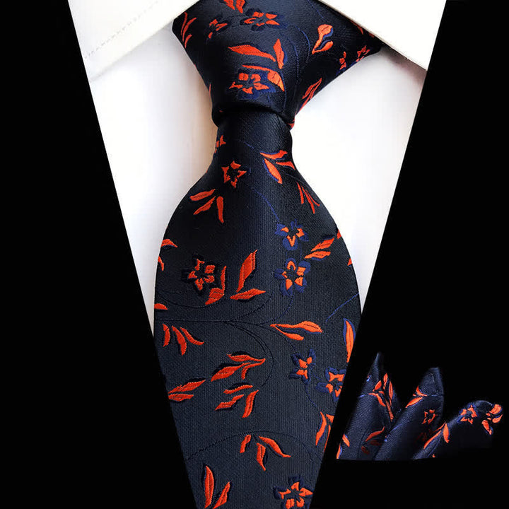 Conjunto de 2 corbatas florales con llamas ardientes para hombre