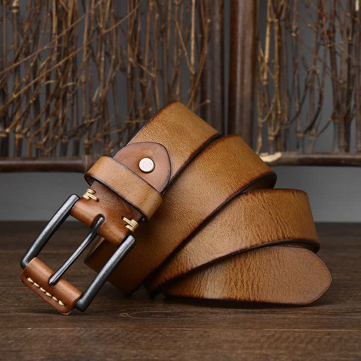 Cinturón de cuero vaquero brillante retro con estilo para hombre