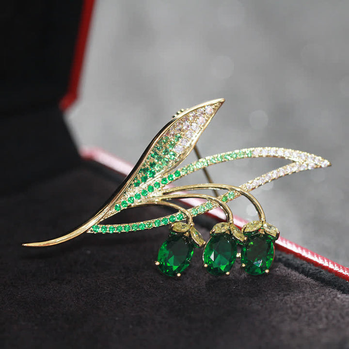 Broche de lirio de los valles con campanillas para mujer