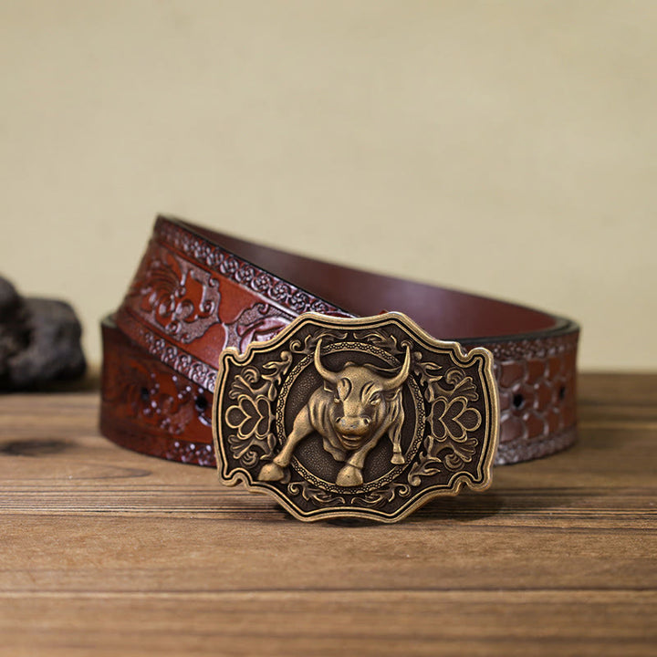 Cinturón de cuero con hebilla Matador para hombre hecho a mano
