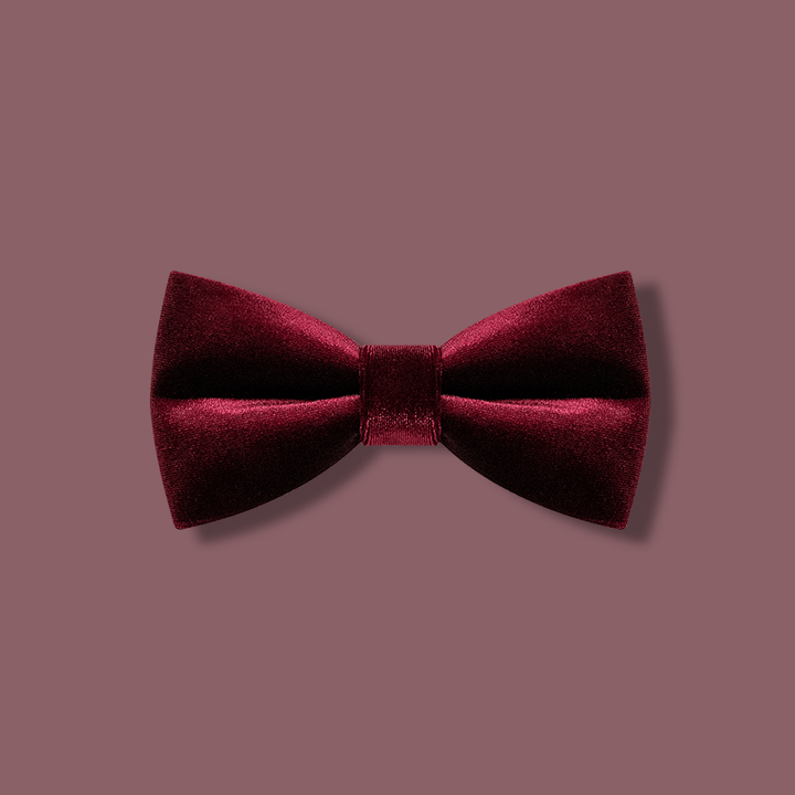 Pajarita de terciopelo color burdeos liso para hombre