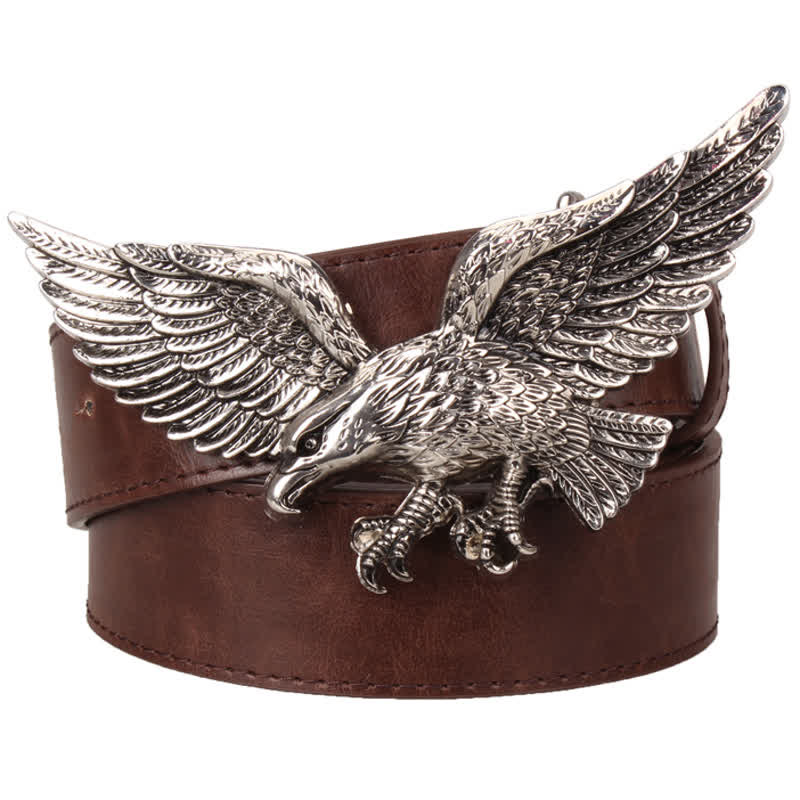 Cinturón de cuero con hebilla de águila voladora grande y personalidad para hombre