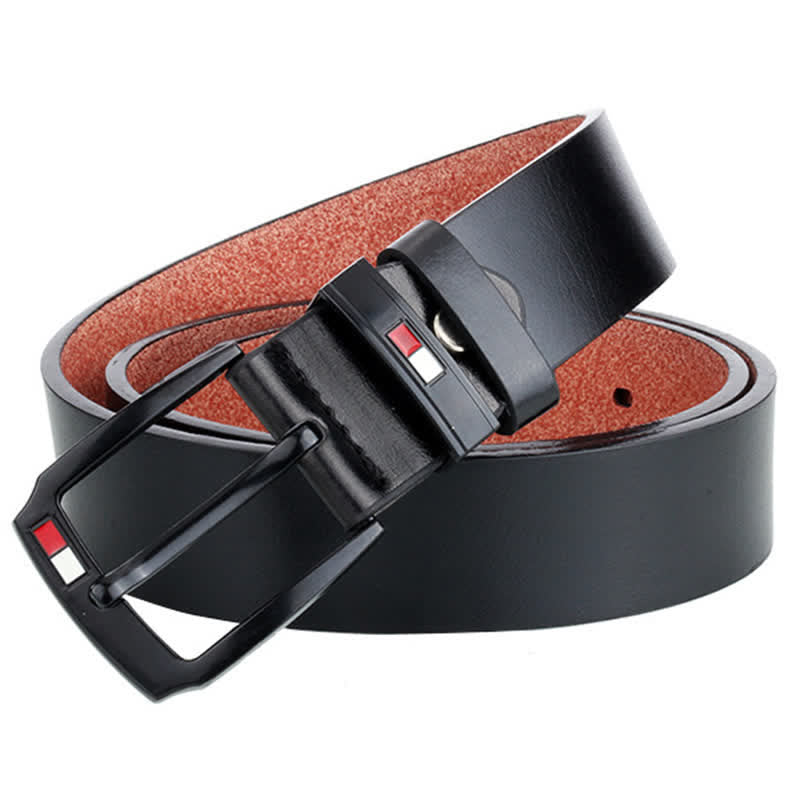 Cinturón de cuero con hebilla negra retro para hombre