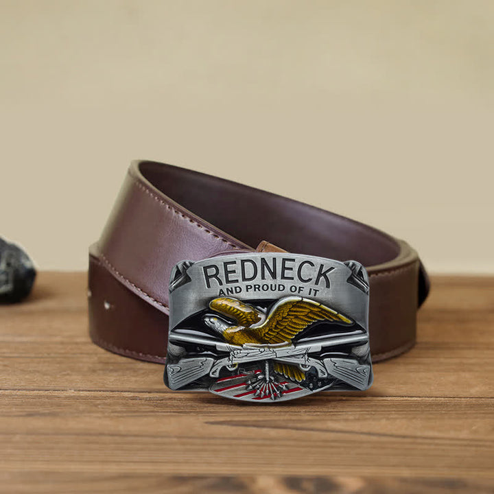 Cinturón de cuero con hebilla de águila esmaltada estilo redneck para hombre, hecho a mano
