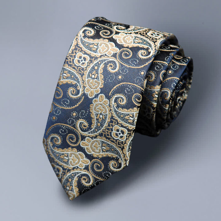 Corbata de cachemira exótica azul marino para hombre