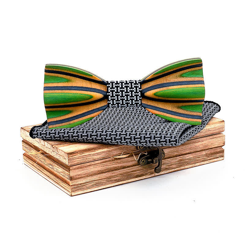 Juego de 2 pajaritas de madera con grabado láser deslumbrante para hombre