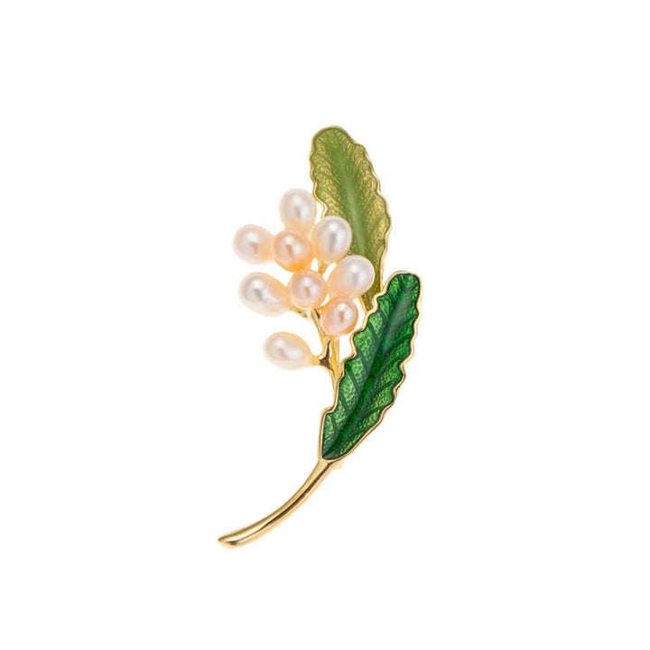 Broche de jazmín con perlas de agua dulce para mujer