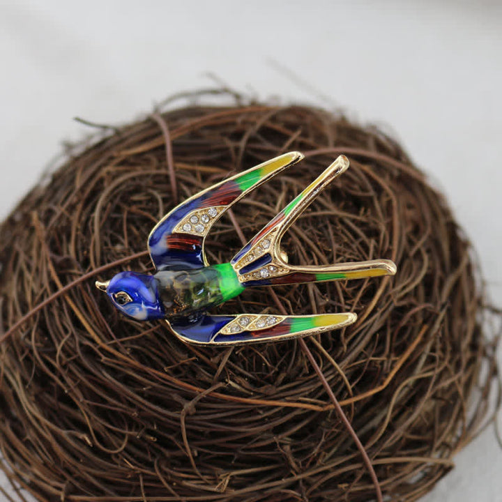 Broche de golondrina esmaltado para mujer