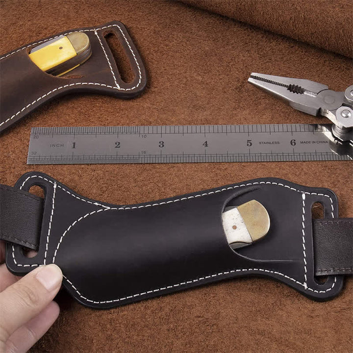 Funda de cuero para cinturón con funda para cuchillos plegable Curve
