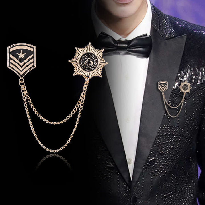 Broche con medalla de estrella y borla británica para hombre