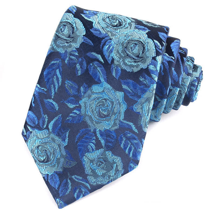 Corbata elegante para hombre con hojas y rosas